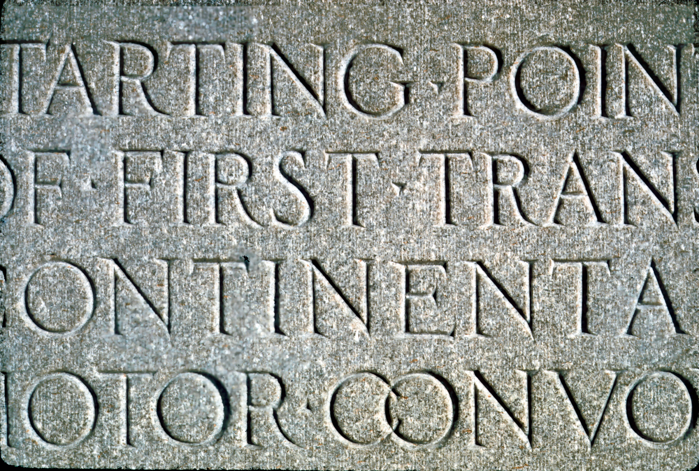 Closeup of the Zero Milestone stone font