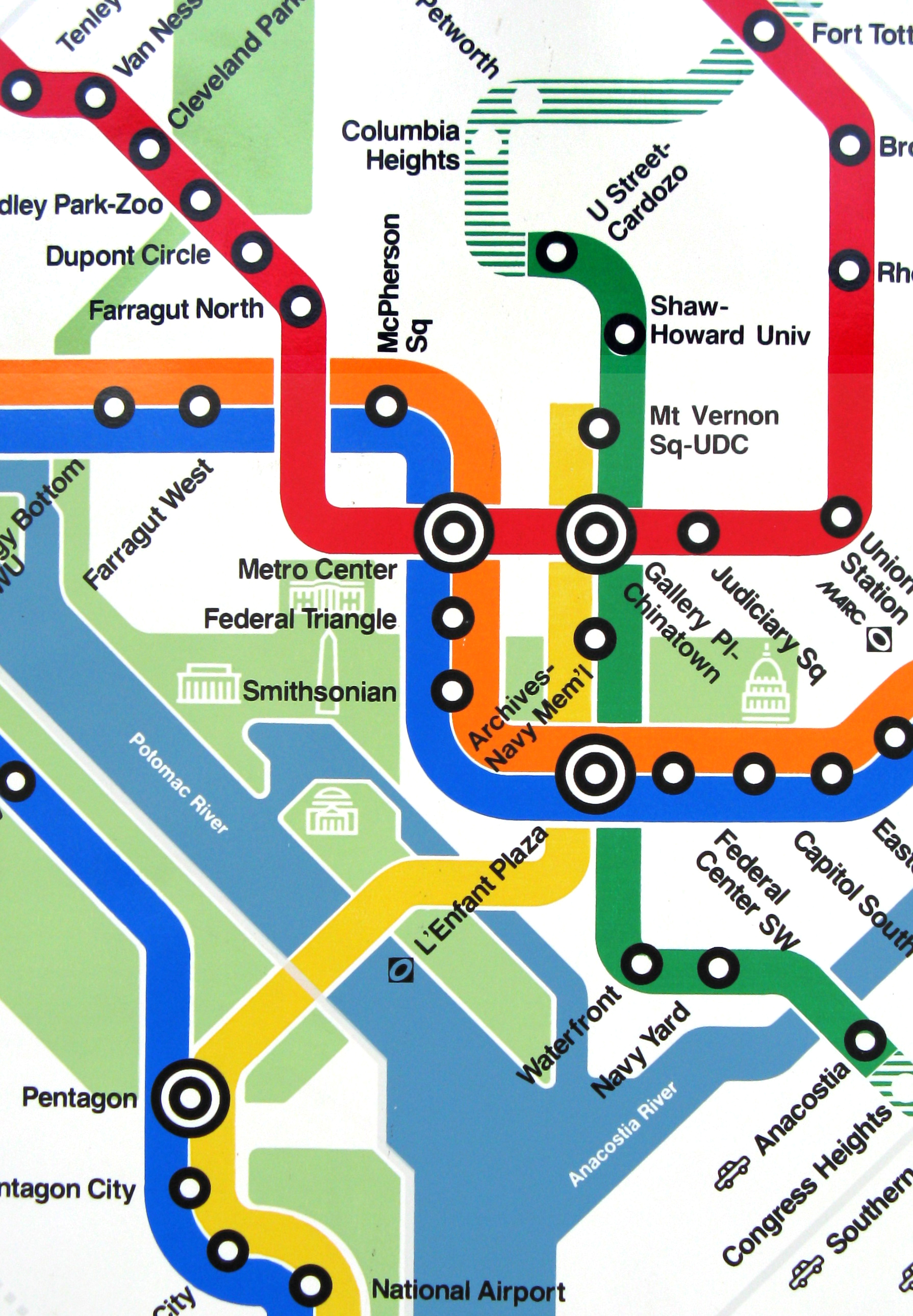 DC Metro System Map detail