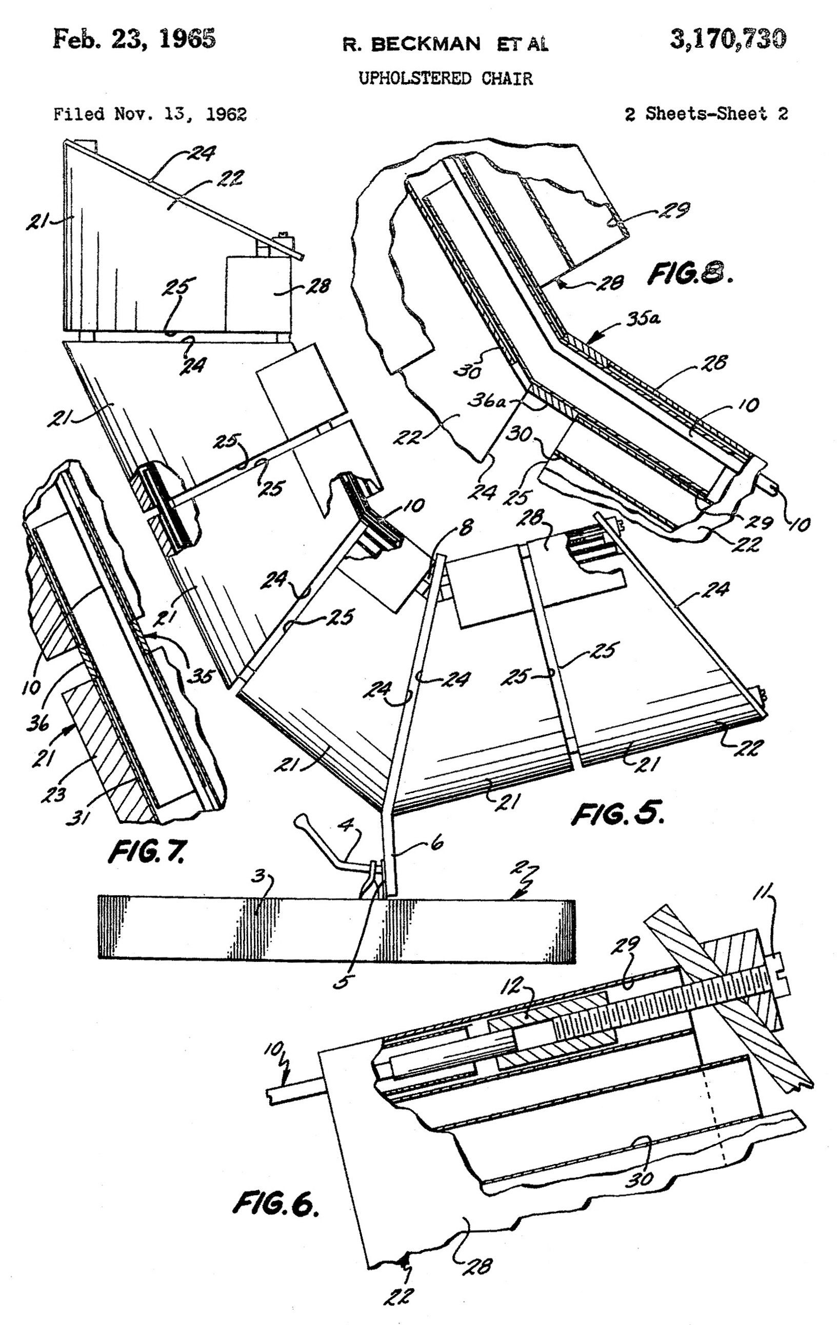 Diagram of segmented chair sections drawn by US Patent Office