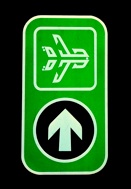 Logo and arrow sign