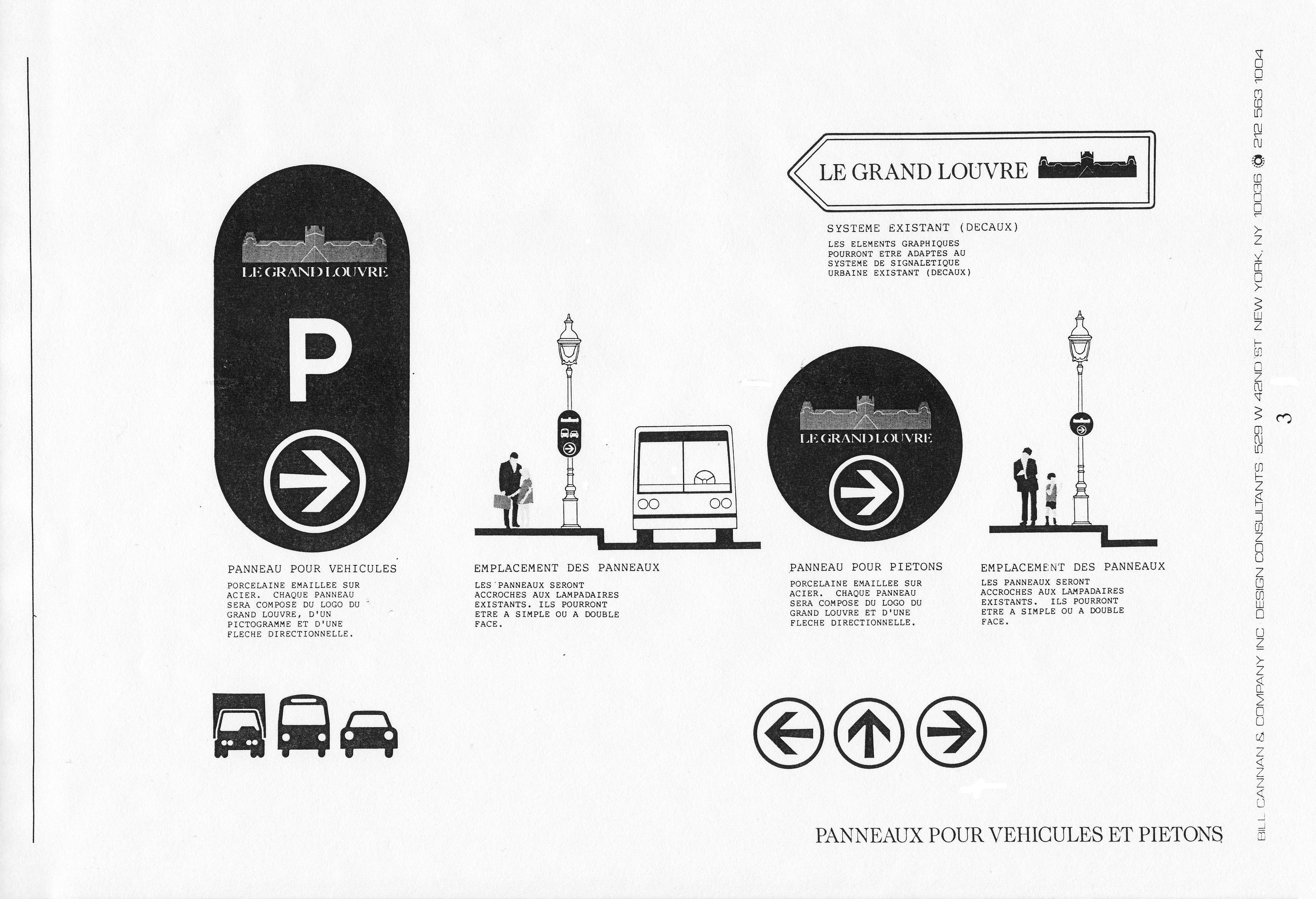 A series of large street signs and how they would look on light posts and next to cars in the street.
