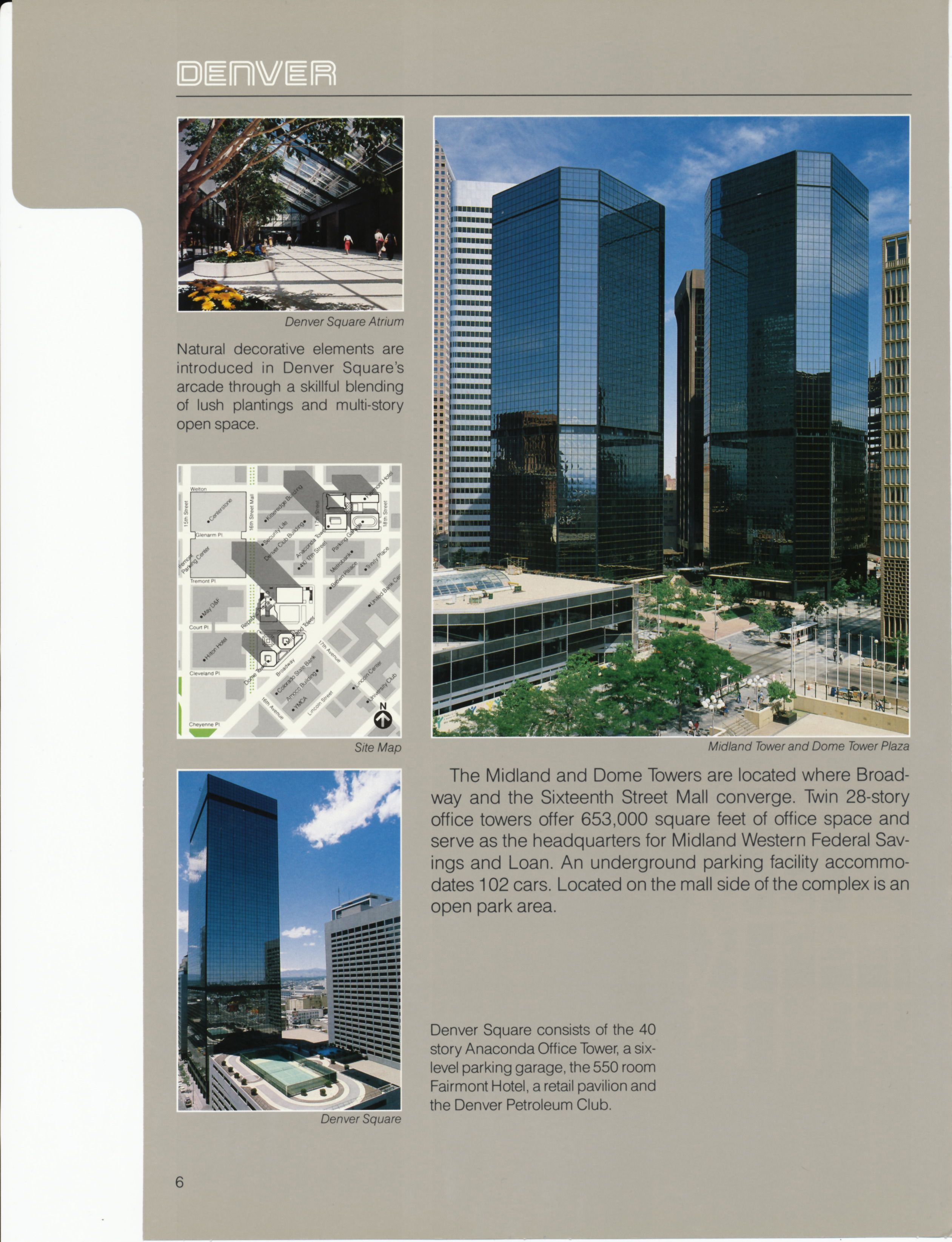 Brochure page for the Dome Towers project, featuring aerial and interior images.