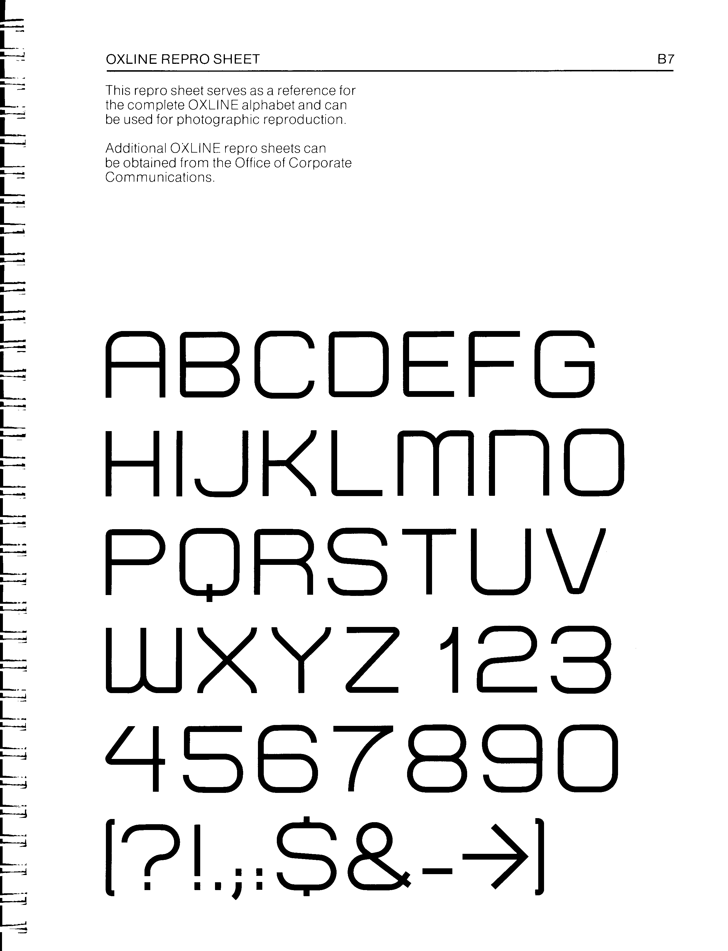 Oxford typeface alphabet, numbers and symbols in a lighter font style.