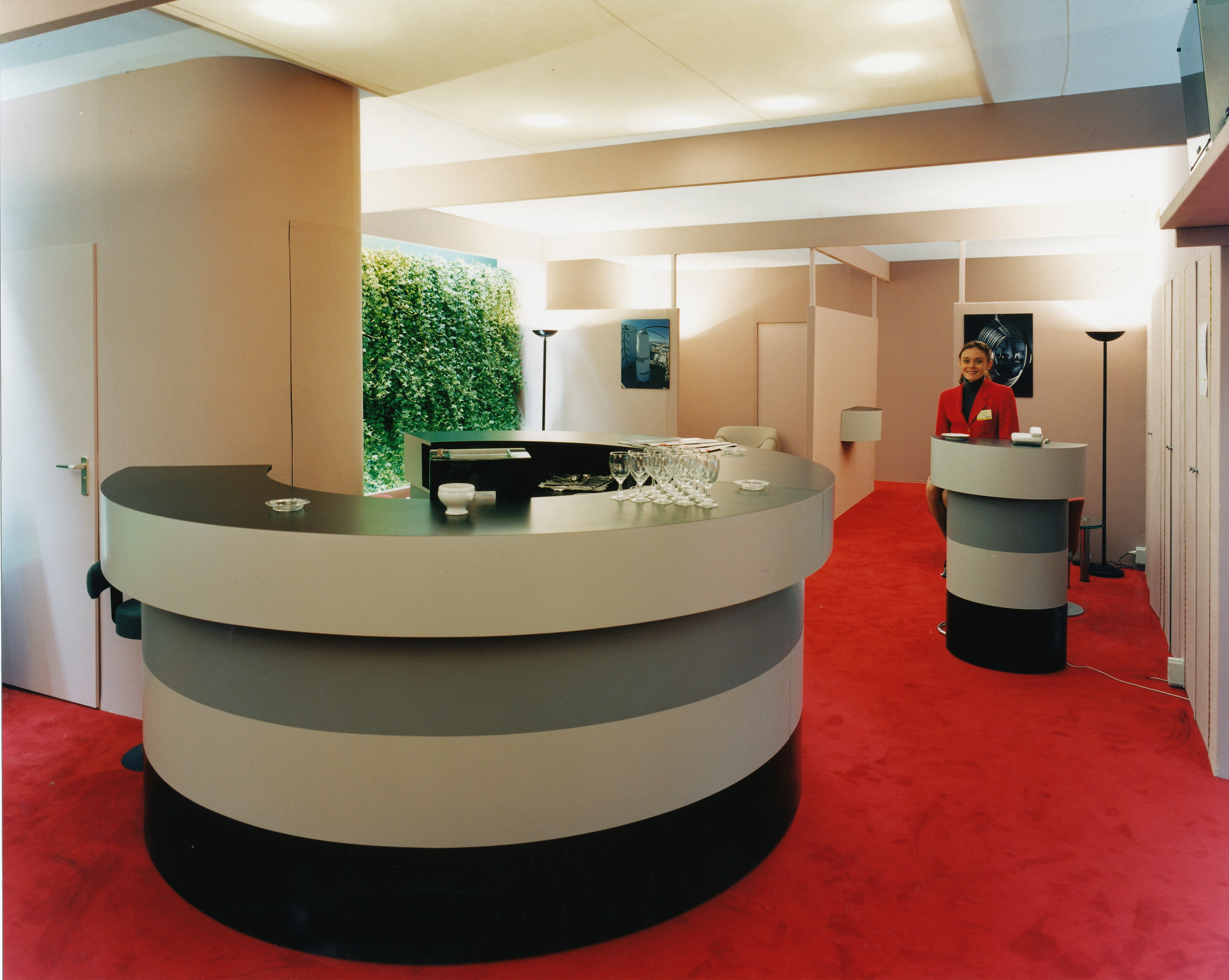 Reception area inside 1999 chalet.