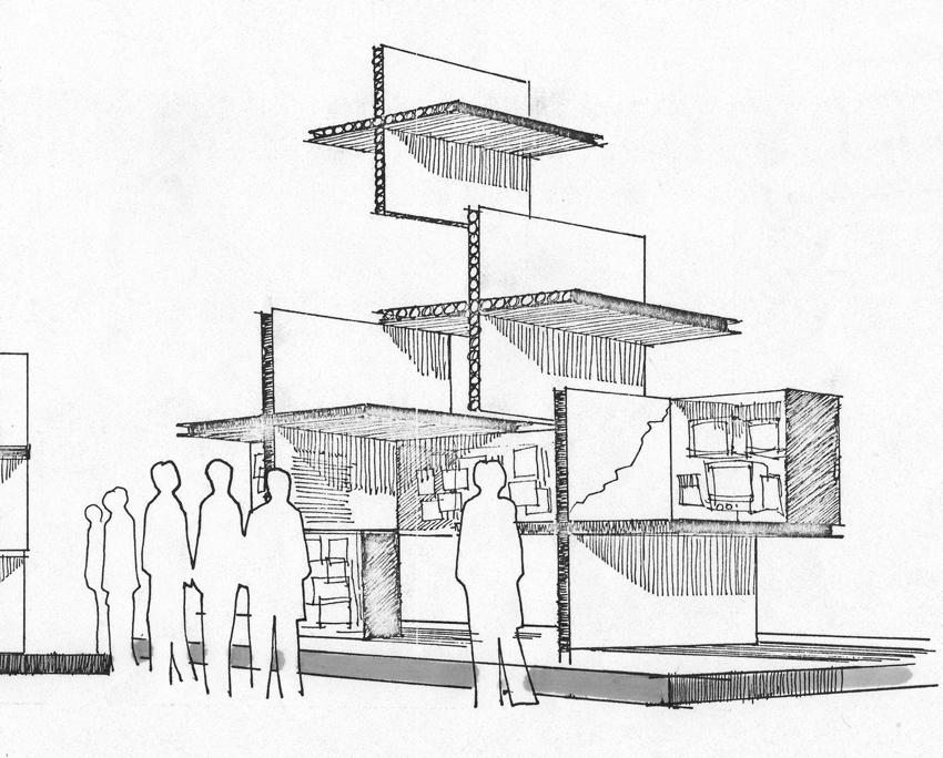 Concept sketch of the modular display