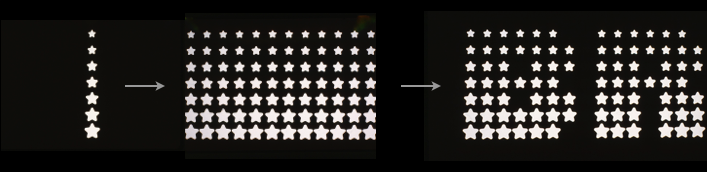 Pictures detailing how the star font was developed and applied to the logotype.