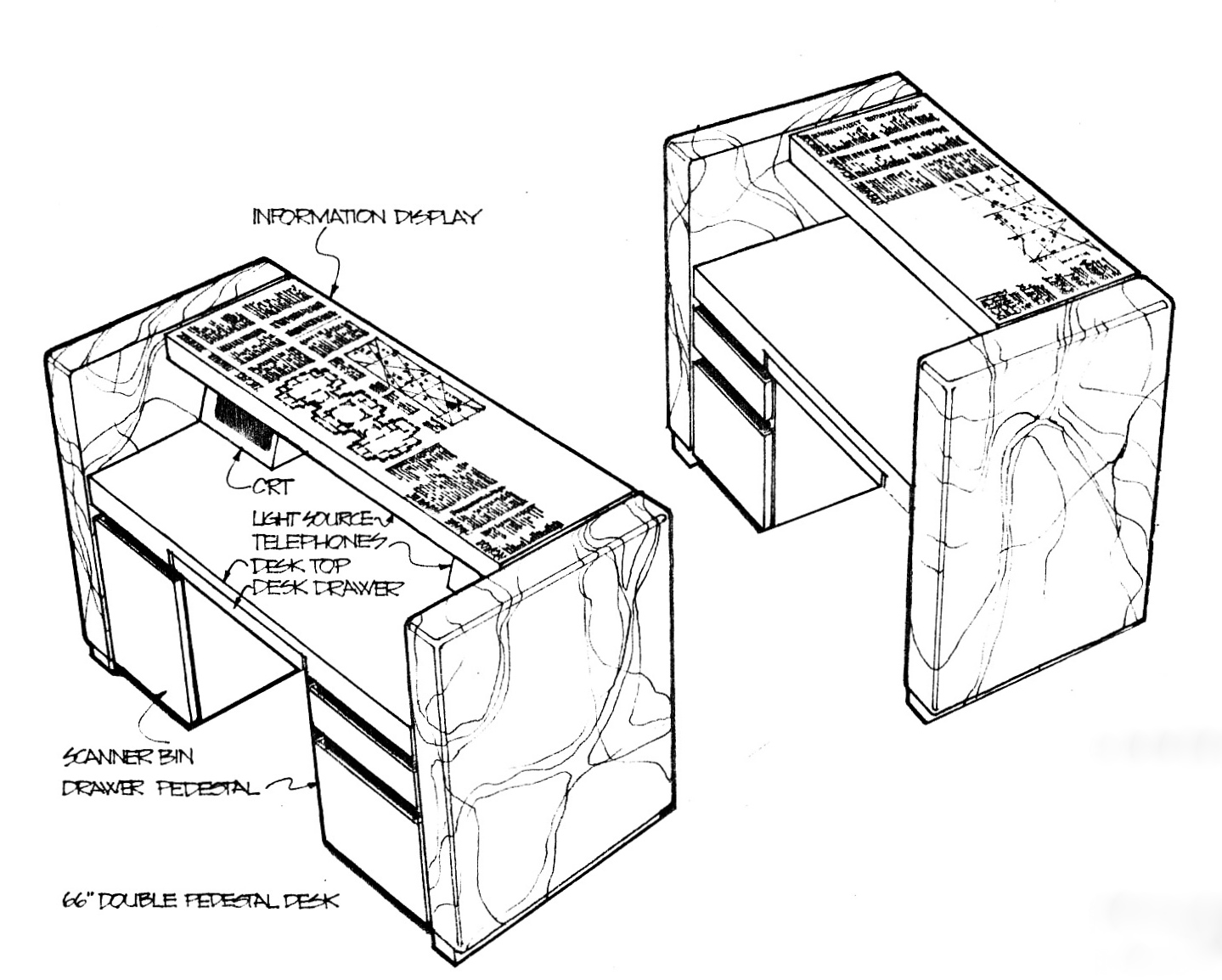 Diagrams of the reverse sides of the main security desk