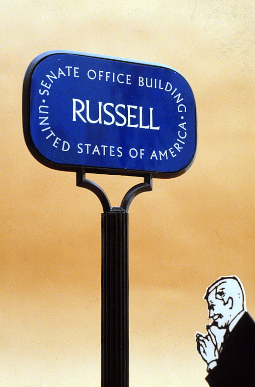 Closeup of Russell Office Building sign