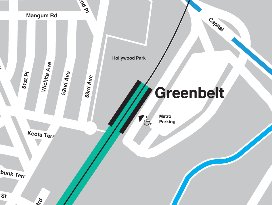 Greenbelt Metro Station closeup of station area