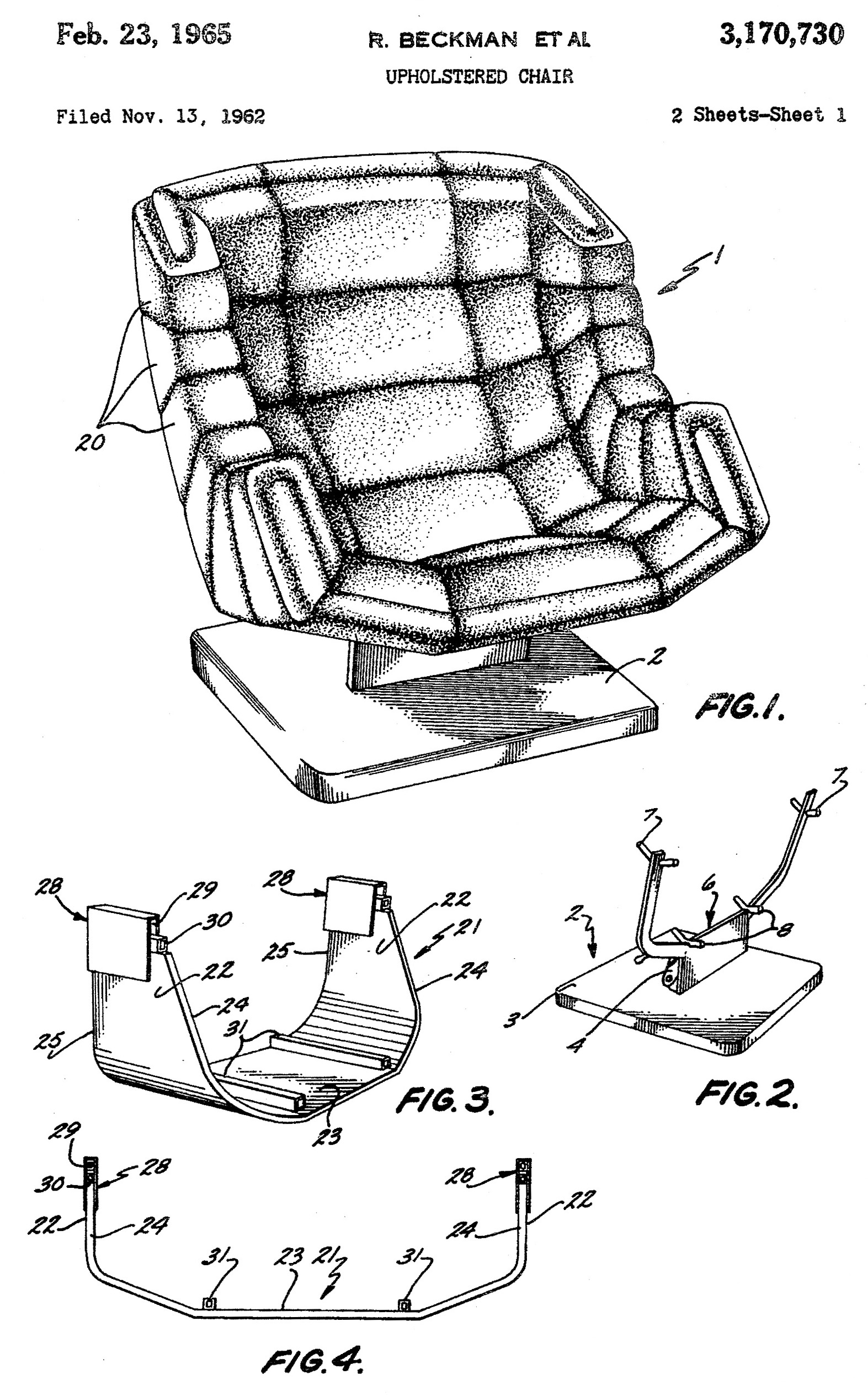 Segmented chair patent office drawing