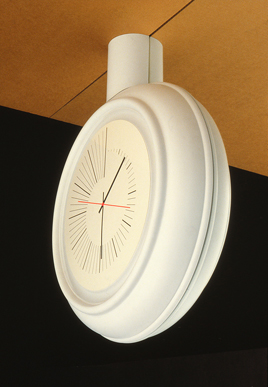Oval mounted clock into ceiling concept