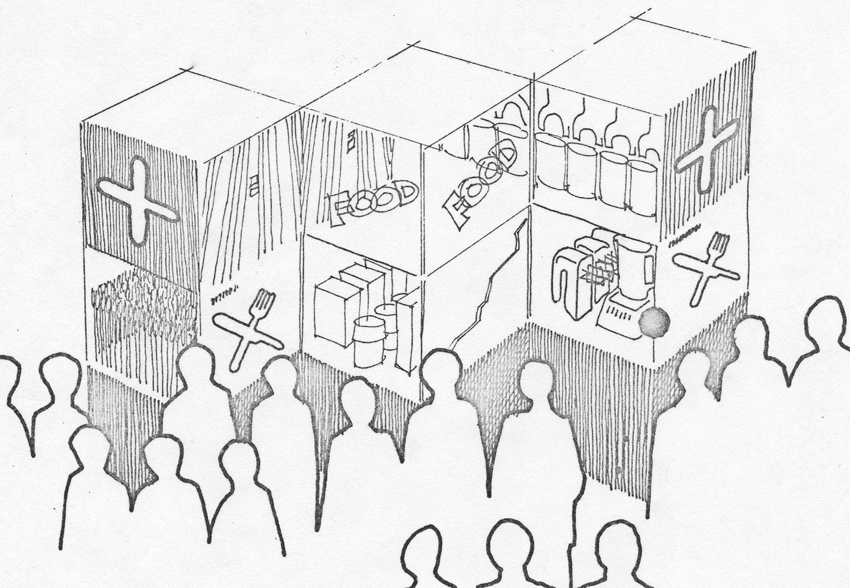 Concept sketch of people viewing exhibit